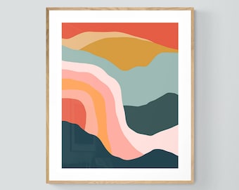 Abstract Mountain Print, Minimal Art Print, Minimal Beach Print, Oversized Decor, Coastal Art, Abstract Art, Landscape Print Art, Boho Print