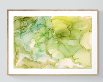 Abstract Print, Modern Art, Alcohol Ink Art Print, Key Lime, Contemportary Art, Oversized Wall Decor, Alicia Bock, Abstract Painting