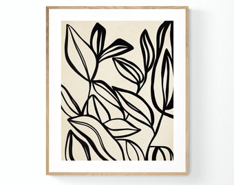 Minimal Floral Print, Modern Art, Botanical Art, Flower Print, Oversized Wall Decor, Alicia Bock, Minimal Drawing, Line Art, Floral Decor