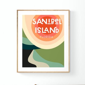 Sanibel Island Art Print, Florida Art, Minimal Art, Abstract Landscape Art Print, Beach Art, Coastal Decor, Mid Century Design, Boho Art