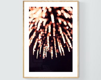 Abstract Art Print, Fireworks Print, Fourth of July, Summer Photograph, Home Decor, Fine Art Photograph, July Skies #7, Oversized Art Print