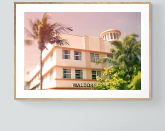 Impresión de Miami, Arte de Miami, Fotografía de Miami Beach, Waldorf, Impresión de arquitectura, Impresión de ciudad, Arte urbano, Edificio Art Déco, Impresión tropical,