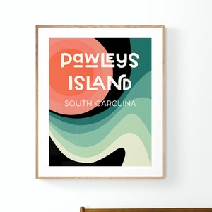 Pawleys Island Print, South Carolina Art, Abstract Landscape Art, Retro Art Print, Beach Art, Coastal Decor, Mid Century Design, Boho Print