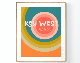 Key West Art Print, Florida Art, Minimal Art, Abstract Landscape Art Print, Beach Art, Coastal Decor, Mid Century Design, Boho Print