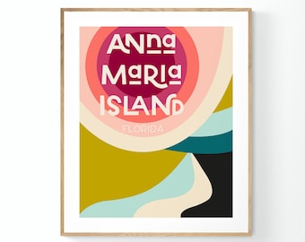 Anna Maria Island Art Print, Florida Art, Minimal Art, Abstract Landscape Art Print, Beach Art, Coastal Decor, Mid Century Design, Boho Art