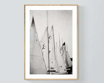 Sailboat Print, Nautical Decor, Ocean Art, Sailboat Print, Fine Art Photography, Black and White Photograph, Oversized Print, Michigan Art