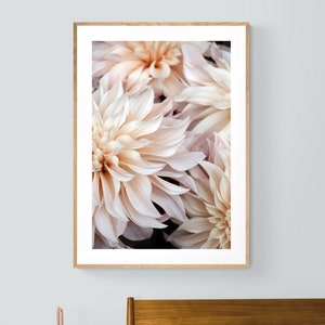 Dahlia Print, Macro Flower Photograph, Cafe Au Lait #3 Fine Art Photograph, Floral Art, Botanical Print, Oversized Art, Flower Photo, White