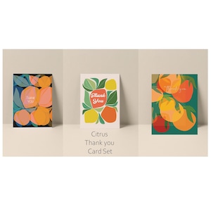 Dankeskarten-Set, Dankeschön-Notizkarte, Zitruskunst, Obstdruck, leere Notizkarte, Zitrusnotenkarte, Zitronen-Notizkartenset, orangefarbene Notizkarte