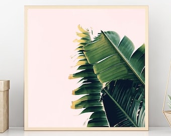 Boho Art, Palm Tree Print, Banana Split, Green Leaf Print, Banana Leaf Print, Botanical Art, Oversize Art, Tropical Print, Palm Tree Art