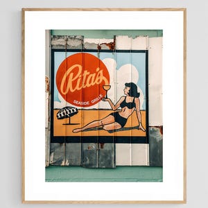 Rita&#39;s Sign Photograph, Folly Beach Art, Charleston Artwork, Folly Beach, Vintage Sign, Vintage Art Print, Retro Artwork, Rita&#39;s Folly Beach