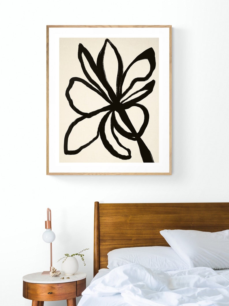 Abstract Floral Print, Modern Art, Botanical Art, Flower Print, Oversized Wall Decor, Alicia Bock, Minimal Drawing, Line Art, Floral Decor image 1