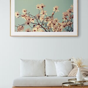 Magnolia Tree Photograph, Spring Skies, Botanical Art, Flower Print, Oversized Print, Tree Print, Wall Decor, Pink Art, Floral Art Print image 3