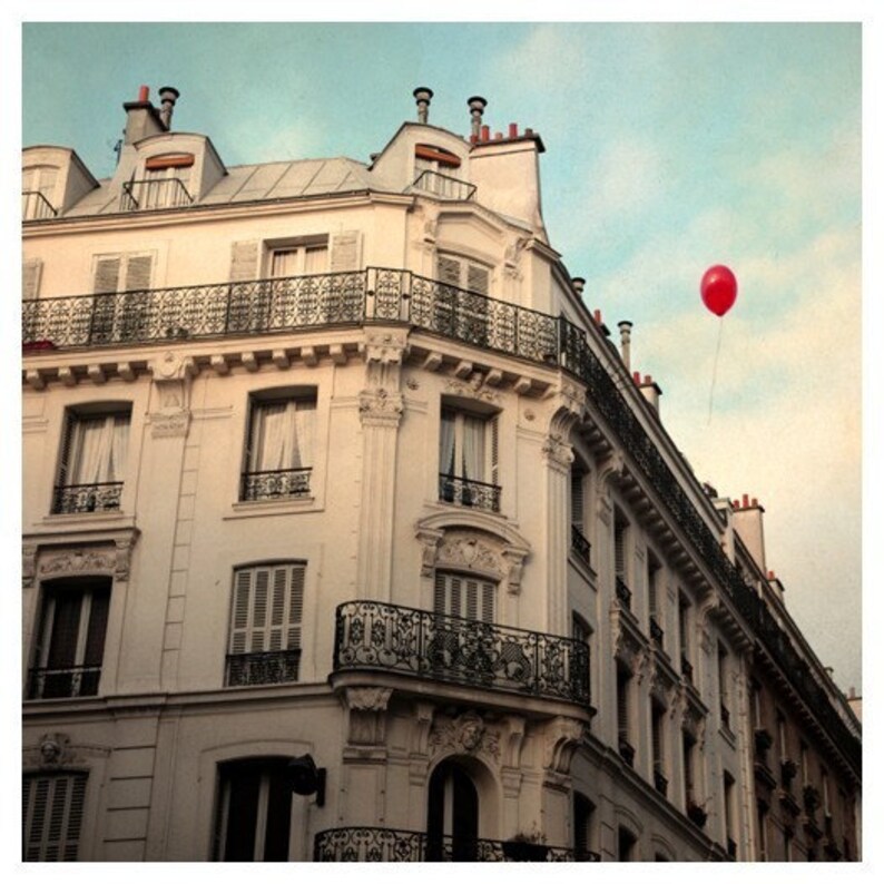 Paris Photograph, Balloon Art Print, Paris Art Print, Le Ballon Rouge, Alicia Bock, Oversized Wall Art, Paris Decor, Paris Architecture Art image 2