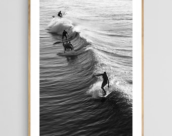 Fotografia di surfisti, fotografia dell'oceano, fotografia di spiaggia, stampa artistica dell'oceano, arte di Folly Beach, arredamento costiero, arte boho, stampa artistica di surf