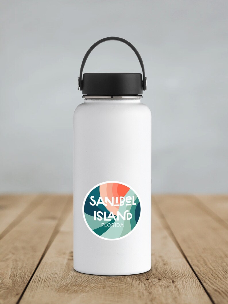 Sanibel Island Sticker, Florida Sticker, Waterbottle Sticker, Vinyl Sticker, Waterproof Sticker, Sanibel Island Art Print, Beach Sticker image 1