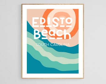 Edisto Beach Art Print, South Carolina Art, Abstract Landscape Art, Retro Art Print, Beach Art, Coastal Art Print, South Carolina  Wall Art