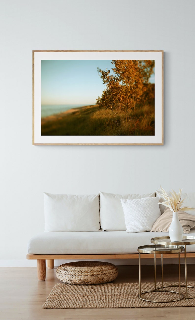 Autumn Art Print, Fall Wall Art, Michigan Art, Autumn Art, Lake Michigan Art Print, Amber, Michigan Decor, Autumn Decor, Beach Art Print image 3