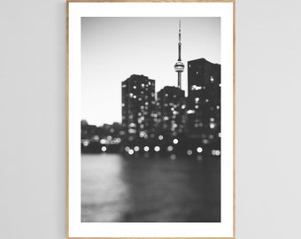 Photographie de Toronto, Art abstrait, Toronto la nuit, impression du Canada, photographie d’Art, photographie noir et blanc, impression d’Architecture