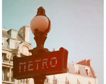 Paris Photograph, Metro II,  Fine Art Photograph, French Photo, Paris Art,  Subway Sign, Typography Print, Paris Print, French Photograph