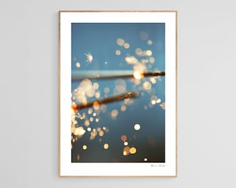 Spark, Summer Photograph, Sparkler Print, Fine Art Photograph, Children's Art, Sparkler Photo, Alicia Bock, Blue Print, Oversized Art Print