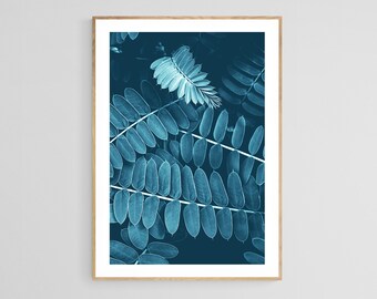 Cyanotype Print, Modern Botanical Print, Blue Art Print, Blue Botanical, Cyanotype Art, Floral Print, Leaf Art Print, Nature Wall Art Print