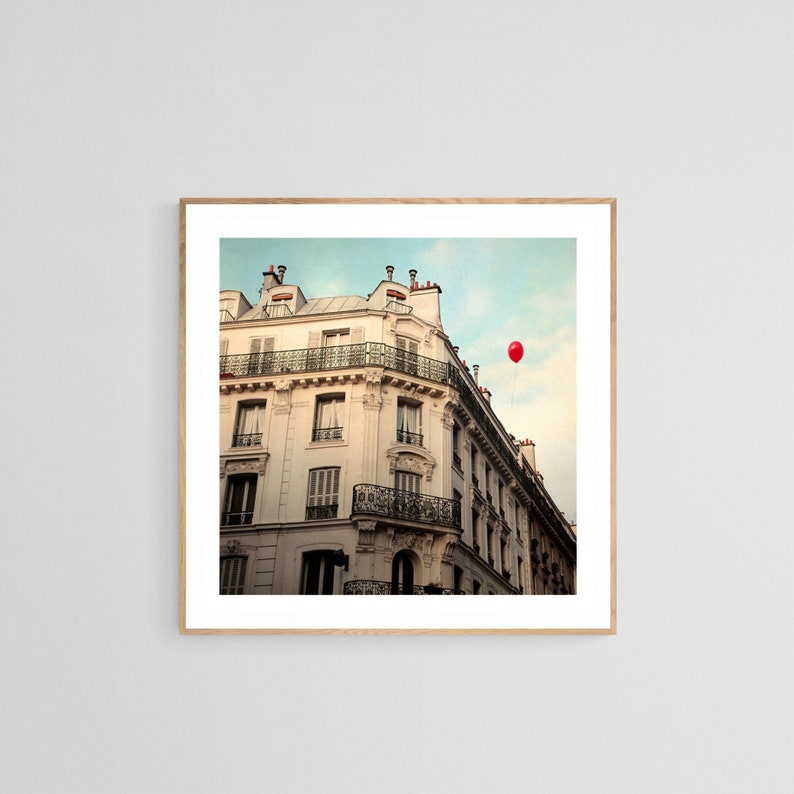 Paris Photograph, Balloon Art Print, Paris Art Print, Le Ballon Rouge, Alicia Bock, Oversized Wall Art, Paris Decor, Paris Architecture Art image 1