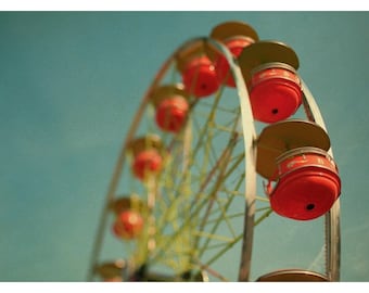 Ferris Wheel Print, Fair Photograph, Carnival Print, Ferris Wheel Photograph, Grande Roue, Fine Art Photography, Alicia Bock, Orange Art