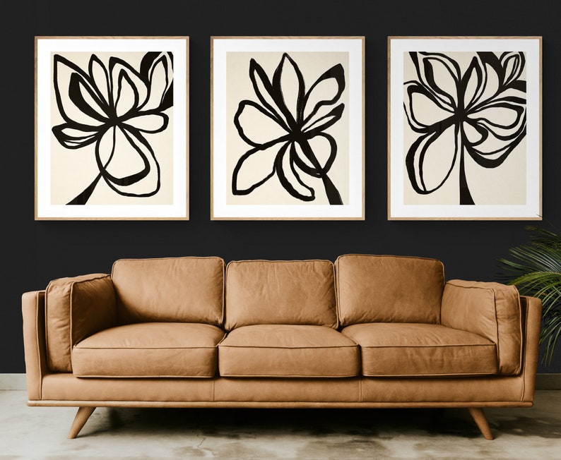 Abstract Floral Print, Modern Art, Botanical Art, Flower Print, Oversized Wall Decor, Alicia Bock, Minimal Drawing, Line Art, Floral Decor image 5