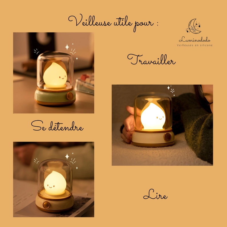 Veilleuse Lampe à Pétrole LED en silicone Rechargeable Illuminez vos nuits d'une douce nostalgie Livraison gratuite et rapide image 4