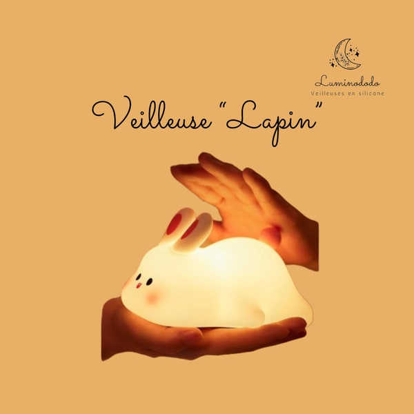 Veilleuse Lapin en Silicone Enfant Adulte Lumière Douce Cadeau Anniversaire Noël