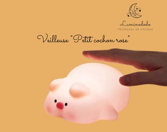 Veilleuse Petit Cochon Rose en silicone - LED Rechargeable - Compagnon de nuit apaisant et amusant pour les petits et grands