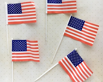1960s/1970s Paper American Flag Cupcake Picks