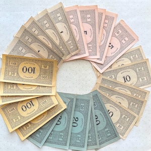 Vintage Monopoly money, 1930s style, scrapbooking, junk journal