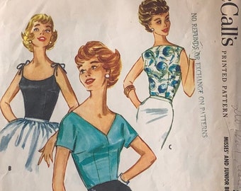 1950s rockabilly blouse pattern, summer blouse pattern, McCall's 5226