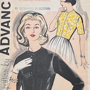 Patron de veste doublée des années 1960, Advance 9635, Bishop Method, style Mad Men