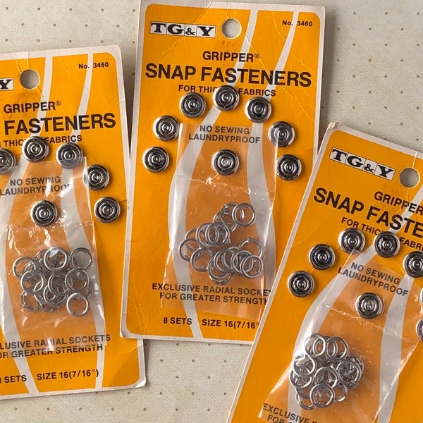 Vintage TG&Y gripper snap fasteners, vintage fasteners, steampunk style, new old stock