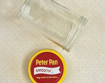 Vintage Peter Pan peanut butter jar, lidded jar, alexander h kerr, 1960s style