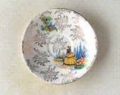 Vintage Royal Harvey Staffordshire England saucer, trinket dish, china replacement, yellow dress