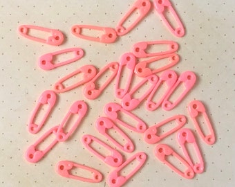 1980s plastic diaper pins, baby shower decor, cupcake toppers