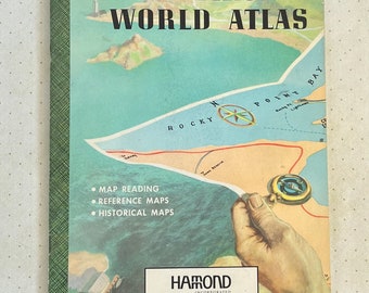 My first world atlas, Hammond Incorporated, vintage maps, vintage illustrations, 1960s style