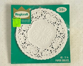 Vintage Roylcraft paper doilies, 5 inch diameter, paper lace, new old stock, NIP
