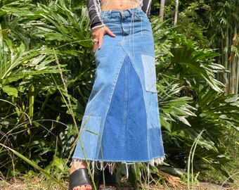 Überarbeiteter Patchwork Maxi Rock