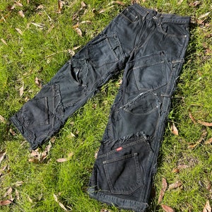 Omarbetade svarta Stash-jeans med lapptäcke