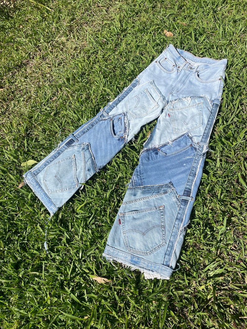 Plaid Patchwork Washed Radish Jeans For Women main image 1