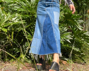 Überarbeiteter Patchwork Maxi Rock