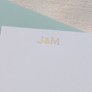 Custom Couple Initials Monogram Flat Notes in Holographic Foil! 10 handset letterpress personalized - Engagement, Wedding or Anniversary!