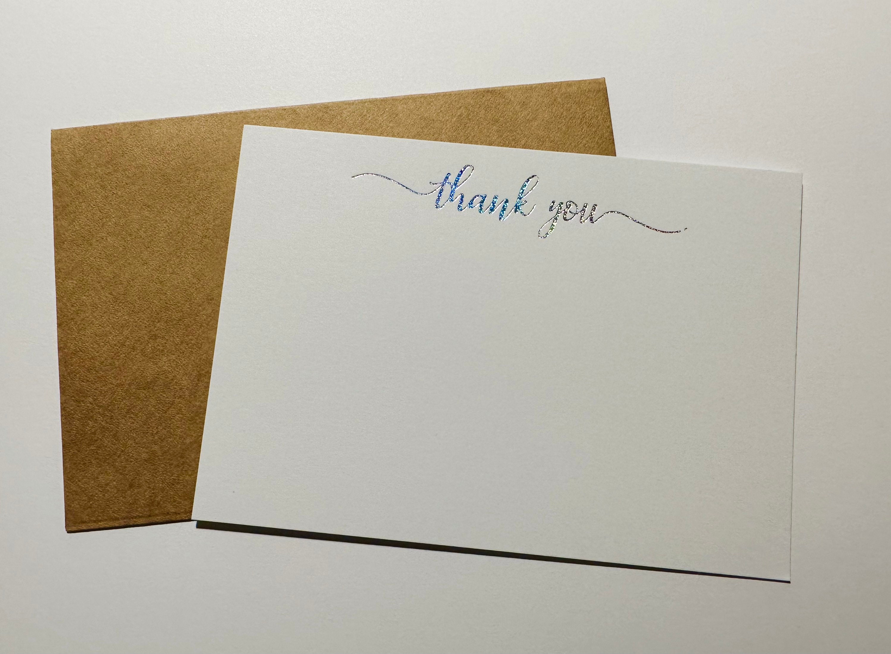 Thank You Glowing Script Cards in Holographic Silver, Disco or Gold ...