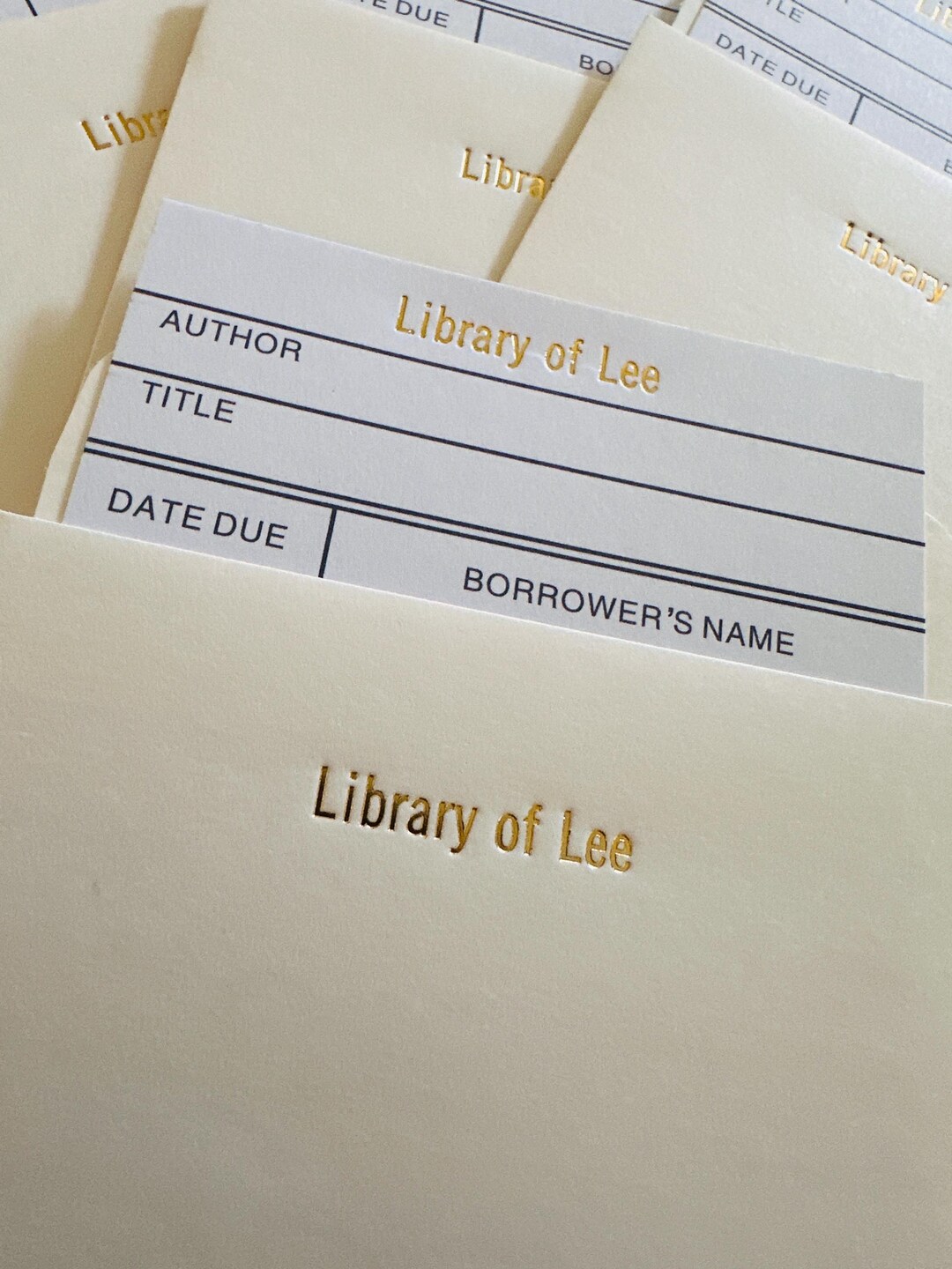 Personalised Library Card 10 Personalized Letterpress Library Pocket & Card Set Great Gift for ...
