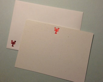 Bright Red Lobster note card for your lobster bake party, a friend in hot water or summer wishes!