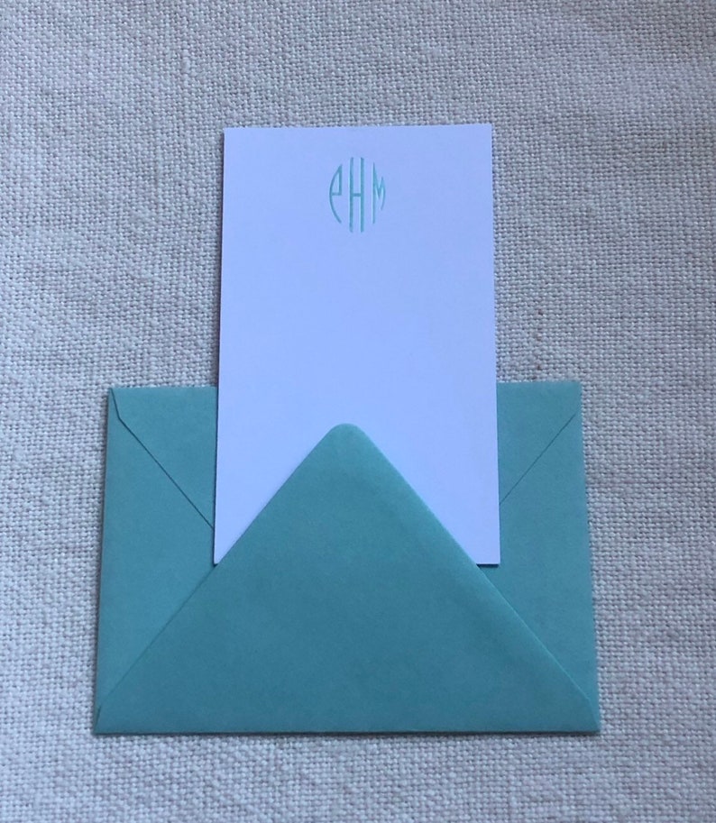 Personalized Oval Monogram in Foil Flat Note Card Set of 10 ~ Handset ...